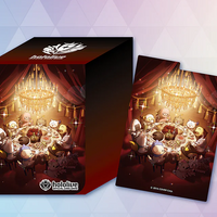 Fan Meeting hololive Official Card Game deck case Vol. 7, featuring hololive fan mascots at a grand candlelit banquet on a deep crimson case