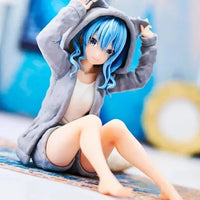 Hoshimachi Suisei Hololive IF Relax Time figure by Banpresto, featuring Suisei seated in a grey bear-ear hoodie with her blue hair down