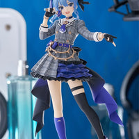 Hoshimachi Suisei POP UP PARADE SP figure by Good Smile Company, featuring Suisei in her plaid idol outfit mid-performance holding a microphone