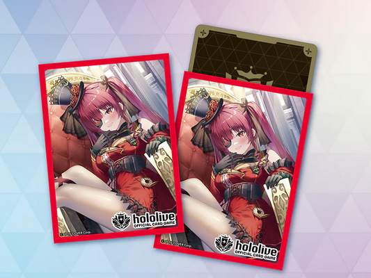 Houshou Marine hololive Official Card Game card sleeve Vol. 6, featuring Marine in her gothic captain costume seated on a throne