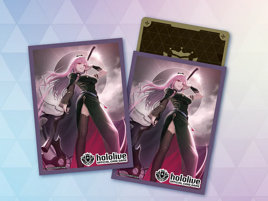 Mori Calliope hololive Official Card Game card sleeve Vol. 8, featuring Calli in her main costume holding her scythe against a dramatic dark sky