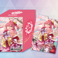 Sakura Miko hololive Official Card Game deck case Vol. 4, featuring Miko in her shrine maiden outfit with cherry blossom artwork on a pink case